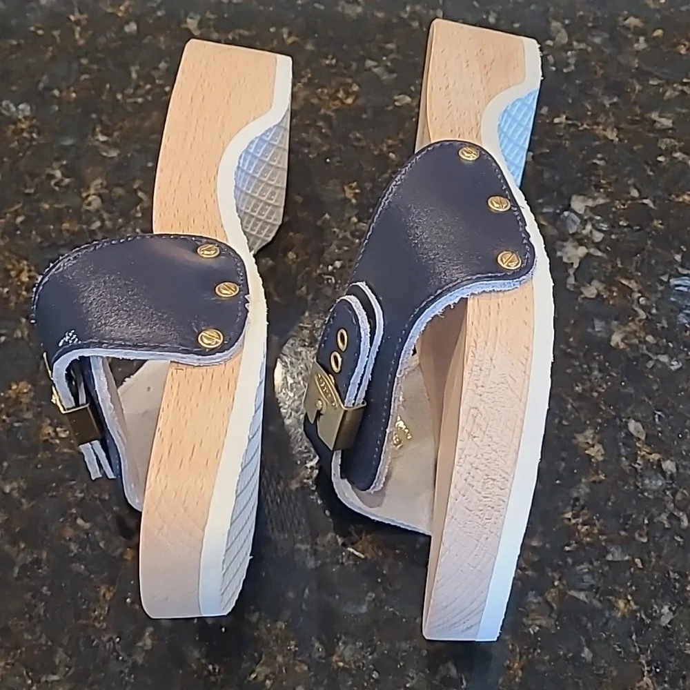 Vintage doctor scholl's exercise sandals 7m Italy Navy Y2k - Picture 5 of 12